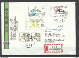 Germany Deutschland BRD 1988 R-Brief O BAD NEUENAHR-AHRWEILER Michel 1206 - 208 Etc. To Norway - Storia Postale
