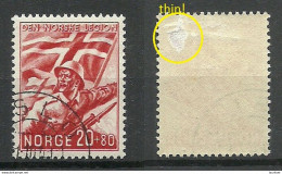 NORWAY 1941 Michel 236 O Norske Legion NB! Thin Spot/d√ºnne Stelle = Marked With Yellow On Scan! - Oblitérés