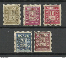 NORWAY 1889-1914 Michel 1 - 6 I & 4 II O Portomarken Postage Due - Gebruikt