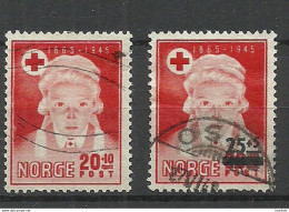 NORWAY 1945/1948 Michel 307 & 338 O Red Cross Roter Kreuz - Croix-Rouge