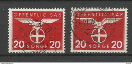 NORWAY 1942 Dienstmarke Duty Stamp Michel 48 O, 2 Exemplares, Better Cancels - Oficiales