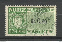 NORWAY Norwegen Sempelmarke Documentary Tax 0.80 Kr. O - Steuermarken