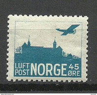 NORWAY 1927/1934 Michel 136 Air Plane Air Mail Flugpost - Ungebraucht
