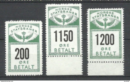 NORWAY Railway Packet Stamps Eisenbahn Paketmarken Staatsbaner MNH - Colis Postaux
