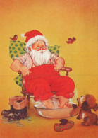 PAPÁ NOEL PERRO NAVIDAD Fiesta Vintage Tarjeta Postal CPSM #PAK675.ES - Santa Claus