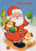 PAPÁ NOEL Animales NAVIDAD Fiesta Vintage Tarjeta Postal CPSM #PAK741.ES - Santa Claus