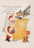 PAPÁ NOEL Animales NAVIDAD Fiesta Vintage Tarjeta Postal CPSM #PAK807.ES - Kerstman