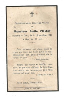 Décés  Faire Part Monsieur Emile VOLLET   1941 à 81 Ans    (1749) - Décès