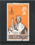 GIBRALTAR - 1968  1s  HUMAN  RIGHTS  FINE USED - Gibilterra
