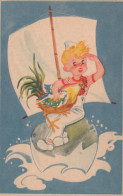 OSTERN KINDER HUHN EI Vintage Ansichtskarte Postkarte CPA #PKE338.DE - Easter