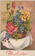 FLOWERS Vintage Ansichtskarte Postkarte CPA #PKE650.DE - Blumen