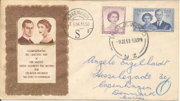 New Zealand FDC 9-12-1953 Royal Visit Of Queen Elizabeth And Duke Of Edinburgh With Cachet And Sent To Denmark - FDC