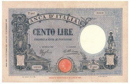 100 LIRE BARBETTI GRANDE B AZZURRO TESTINA FASCIO 17/10/1934 BB/BB+ - Regno D'Italia – Other
