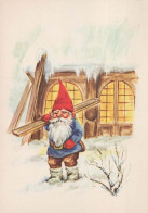 Bonne Année Noël GNOME Vintage Carte Postale CPSM #PAU442.FR - Año Nuevo