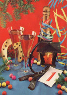 Bonne Année Noël FER À CHEVAL Vintage Carte Postale CPSM #PAT912.FR - New Year