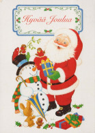 PÈRE NOËL Bonne Année Noël BONHOMME DE NEIGE Vintage Carte Postale CPSM #PAU370.FR - Kerstman