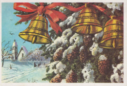 Bonne Année Noël CLOCHE Vintage Carte Postale CPSM #PAT419.FR - Año Nuevo