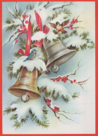Bonne Année Noël CLOCHE Vintage Carte Postale CPSM #PAT544.FR - New Year