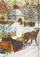 Bonne Année Noël CHEVAL Vintage Carte Postale CPSM #PAS981.FR - Año Nuevo