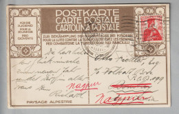 CH Helvetiabrust 1912-12-30 Zürich PJ Postkarte Nach Bombay Weitergeleitet Nach Nagpur - Lettres & Documents