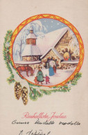Feliz Año Navidad Vintage Tarjeta Postal CPSMPF #PKG443.ES - Año Nuevo