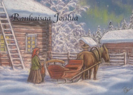 Feliz Año Navidad CABALLO Vintage Tarjeta Postal CPSM #PBM375.ES - Nouvel An