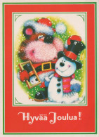 Feliz Año Navidad MUÑECO DE NIEVE Vintage Tarjeta Postal CPSM #PAZ761.ES - Año Nuevo