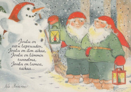 Feliz Año Navidad MUÑECO DE NIEVE Vintage Tarjeta Postal CPSM #PAZ825.ES - Año Nuevo