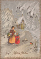 Feliz Año Navidad IGLESIA Vintage Tarjeta Postal CPSM #PAY403.ES - New Year