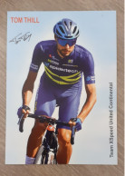 Autographe Tom Thill Spidertech Xspeed United Continental - Cycling