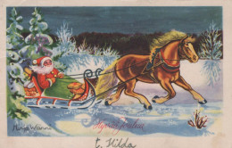Bonne Année Noël CHEVAL Vintage Carte Postale CPSMPF #PKG444.FR - New Year