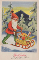 PÈRE NOËL Bonne Année Noël Vintage Carte Postale CPSMPF #PKG312.FR - Kerstman
