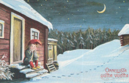 Bonne Année Noël GNOME Vintage Carte Postale CPSMPF #PKD818.FR - Nouvel An