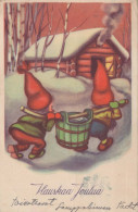 Bonne Année Noël GNOME Vintage Carte Postale CPSMPF #PKD263.FR - New Year