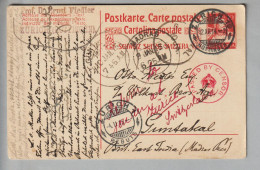 CH Ganzsache 10Rp. Tellbrust 1914-12-12 Zürich10 Nach Guntakal Indien Retourniert Mit Ank.-O Zürich1 Rebuts - Postwaardestukken