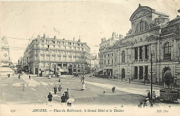 49 - Angers - Place Du Ralliement, Le Grand Hôtel Et Le Théâtre - Animée - Oblitération Ronde De 1908 - Etat Pli Visible - Angers