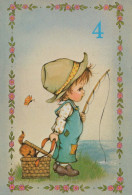 JOYEUX ANNIVERSAIRE 4 Ans GARÇON ENFANTS Vintage Carte Postale CPSM Unposted #PBU078.FR - Cumpleaños