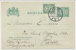 Briefkaart G. 68 / Bijfrankering Arnhem - Frankrijk 1907 - Postwaardestukken
