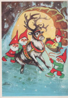 Bonne Année Noël GNOME Vintage Carte Postale CPSM #PBL729.FR - Año Nuevo