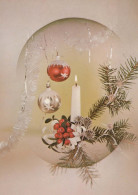 Bonne Année Noël BOUGIE Vintage Carte Postale CPSM #PBA763.FR - Nouvel An