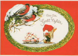 Bonne Année Noël GNOME Vintage Carte Postale CPSM #PBB020.FR - Año Nuevo