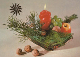 Bonne Année Noël BOUGIE Vintage Carte Postale CPSM #PBA824.FR - Nouvel An
