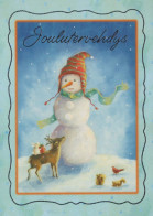 Bonne Année Noël BONHOMME DE NEIGE Vintage Carte Postale CPSM #PAZ762.FR - New Year