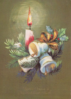 Bonne Année Noël BOUGIE Vintage Carte Postale CPSM #PBA384.FR - Nouvel An