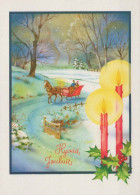 Bonne Année Noël BOUGIE Vintage Carte Postale CPSM #PAZ445.FR - Nouvel An