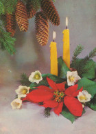 Bonne Année Noël BOUGIE Vintage Carte Postale CPSM #PAZ264.FR - Nouvel An