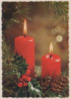 Bonne Année Noël BOUGIE Vintage Carte Postale CPSM #PAZ506.FR - Nouvel An