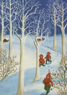Bonne Année Noël GNOME Vintage Carte Postale CPSM #PAY470.FR - Nouvel An