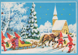 Bonne Année Noël GNOME Vintage Carte Postale CPSM #PAW900.FR - Nouvel An