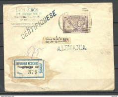 MEXICO 1922 Registered Cover To Germany Deutschland Borna Certification - México